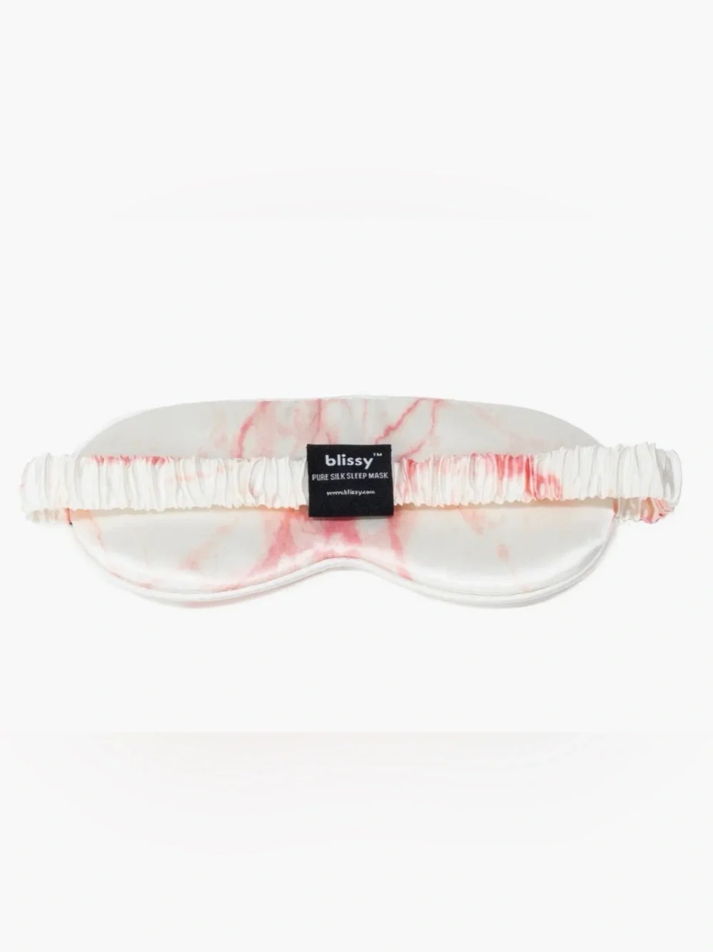 Blissy 100% Mulberry Silk Sleeping Mask Rose White Marble with Travel Bag